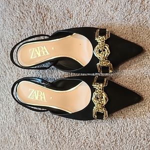 Zara kitten heels sling back shoes